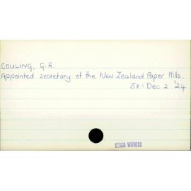 COULING, G. R.
