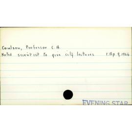 Coulson, Professor C A