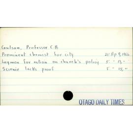 Coulson, Professor C A