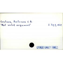 Coulson, Professor C A