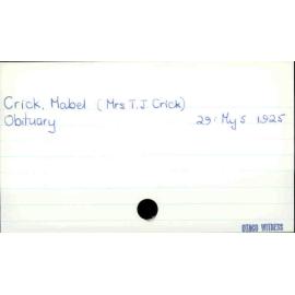 Crick, Mabel (Mrs T.J.Crick)