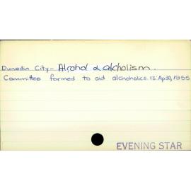 Dunedin City - Alcohol & alcoholism