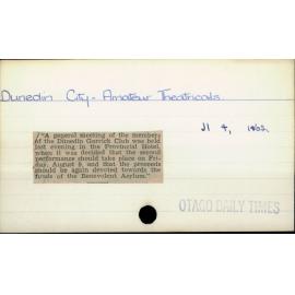 Dunedin City - Amateur Theatricals