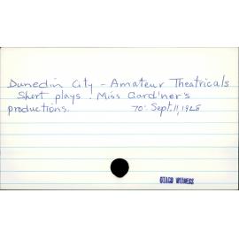 Dunedin City - Amateur theatricals