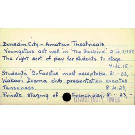 Dunedin City - Amateur Theatricals