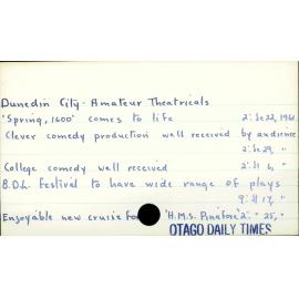 Dunedin City - Amateur Theatricals