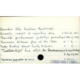 Dunedin City - Amateur Theatricals