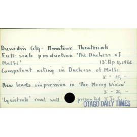 Dunedin City - Amateur Theatricals