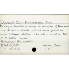 Dunedin City - Anniversary Day
