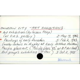 Dunedin City - Art Exhibitions