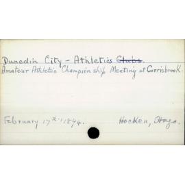 Dunedin City - Athletics.