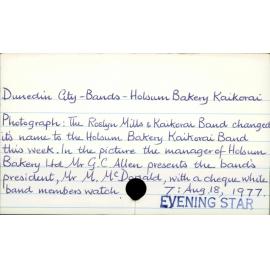 Dunedin City - Bands - Holsum Bakery Kaikorai