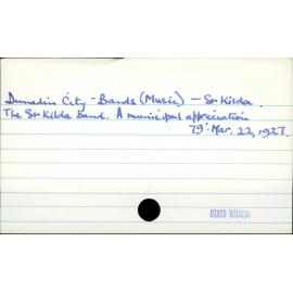 Dunedin City - Bands (Music)  -  St Kilda