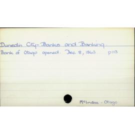 Dunedin City - Banks and Banking. 