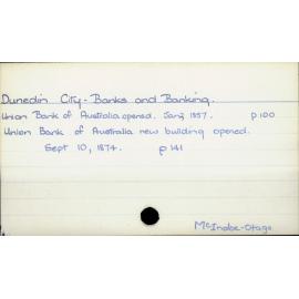 Dunedin City - Banks and Banking.