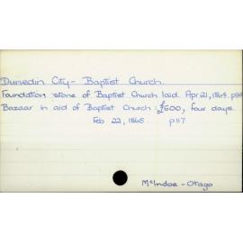 Dunedin City -  Baptist Church.