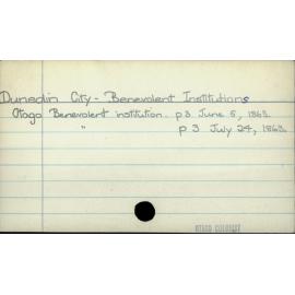 Dunedin City - Benevolent Institutions