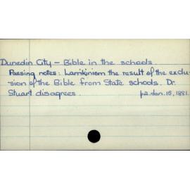 Dunedin City - Bible in the schools.