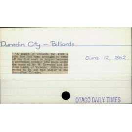Dunedin City - Billiards
