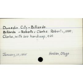Dunedin City - Billiards.