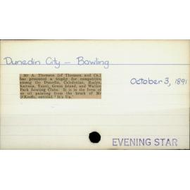 Dunedin City - Bowling