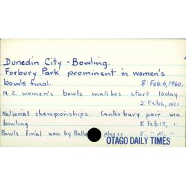 Dunedin City - Bowling.