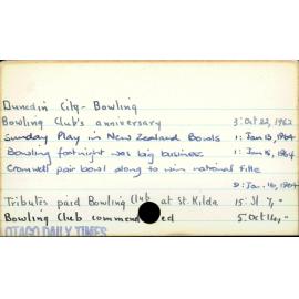 Dunedin City -  Bowling