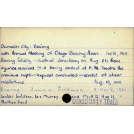 Dunedin City - Boxing