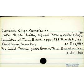 Dunedin City - Cemeteries.