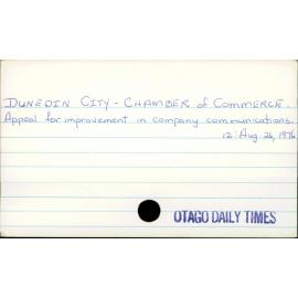 DUNEDIN CITY - CHAMBER OF COMMERCE.