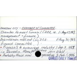 DUNEDIN CITY - CHAMBER OF COMMERCE.