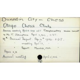 Dunedin City - Chess Otago Chess Club
