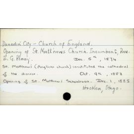 Dunedin City - Church of England.