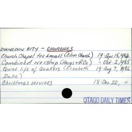 DUNEDIN CITY - CHURCHES.