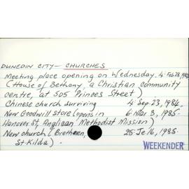 DUNEDIN CITY - CHURCHES