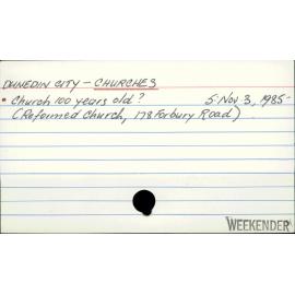 DUNEDIN CITY - CHURCHES