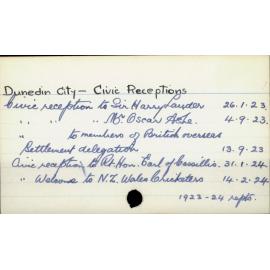 Dunedin City - Civic Receptions