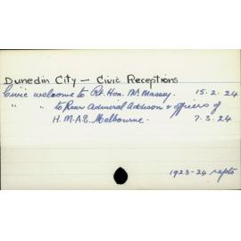 Dunedin City - Civic Receptions