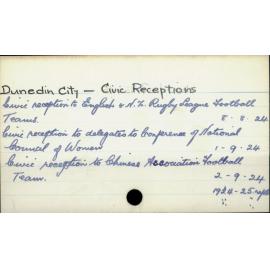 Dunedin City - Civic Receptions