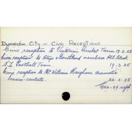Dunedin City - Civic Receptions