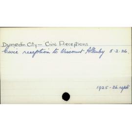 Dunedin City - Civic Receptions