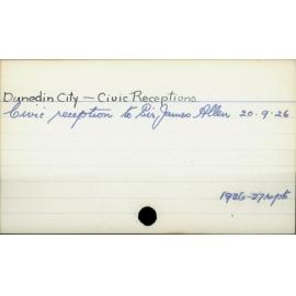 Dunedin City - Civic Receptions
