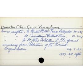 Dunedin City - Civic Receptions