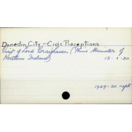 Dunedin City - Civic Receptions.