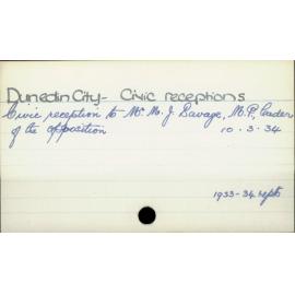 Dunedin City - Civic receptions