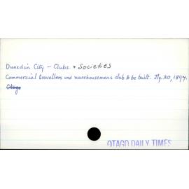 Dunedin City - Club and societies.