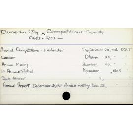 Dunedin City - Clubs & Societies - Competitions Society