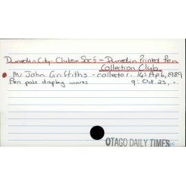 Dunedin City - Clubs & Soc's - Dunedin Printed Pen Collection Club