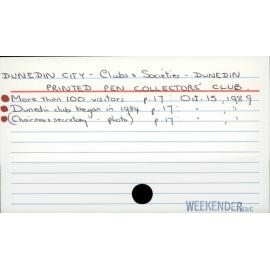 DUNEDIN CITY -Clubs & Societies - DUNEDIN PRINTED PEN COLLECTORS' CLUB.