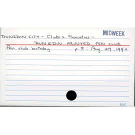 DUNEDIN CITY - Clubs & Societies - DUNEDIN PRINTED PEN CLUB